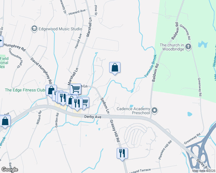 map of restaurants, bars, coffee shops, grocery stores, and more near 15 Krakow Street in Derby