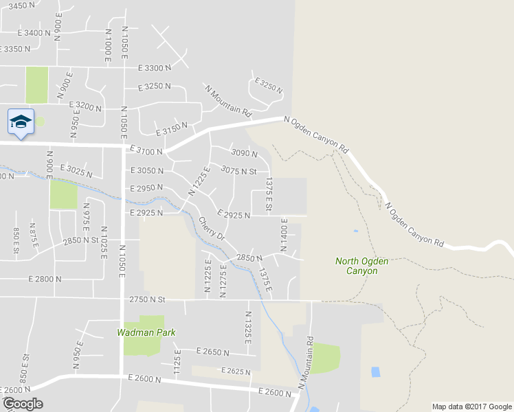 map of restaurants, bars, coffee shops, grocery stores, and more near 2946 North 1350 East in Ogden