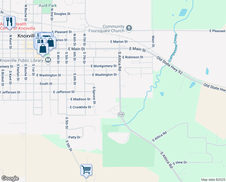 map of restaurants, bars, coffee shops, grocery stores, and more near 512 South Attica Road in Knoxville