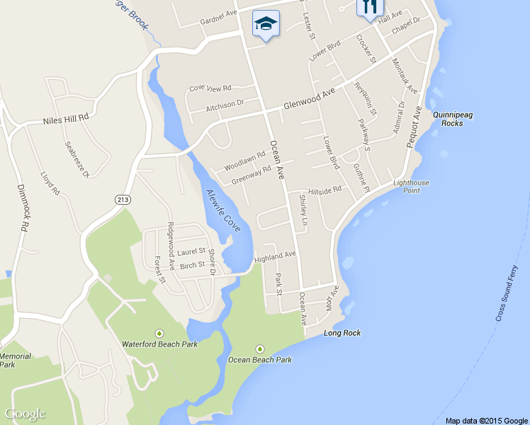 map of restaurants, bars, coffee shops, grocery stores, and more near 31 Bayshore Dr in New London