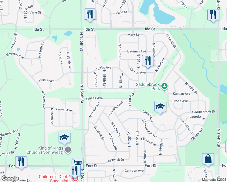 map of restaurants, bars, coffee shops, grocery stores, and more near 15305 Nebraska Avenue in Omaha