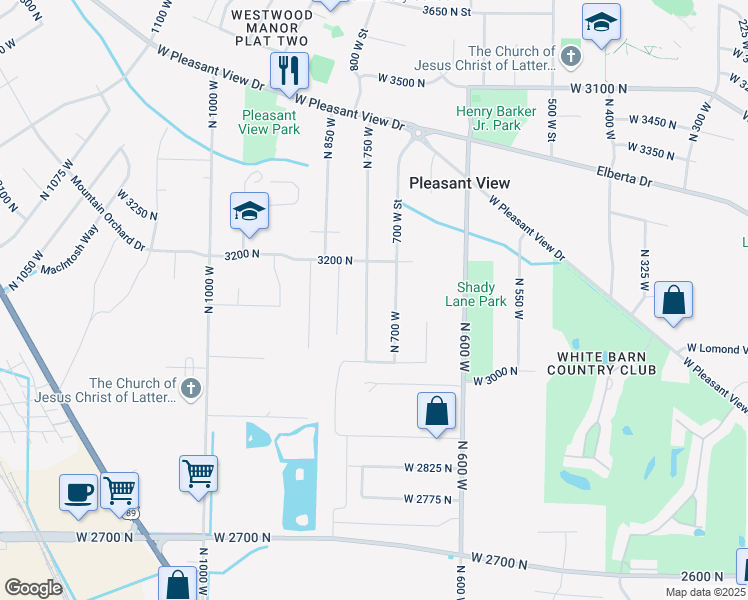 map of restaurants, bars, coffee shops, grocery stores, and more near 3138 North 750 West in Pleasant View