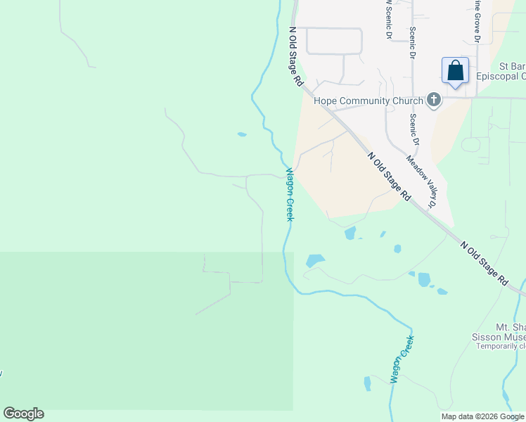 map of restaurants, bars, coffee shops, grocery stores, and more near Hill Road in Mount Shasta