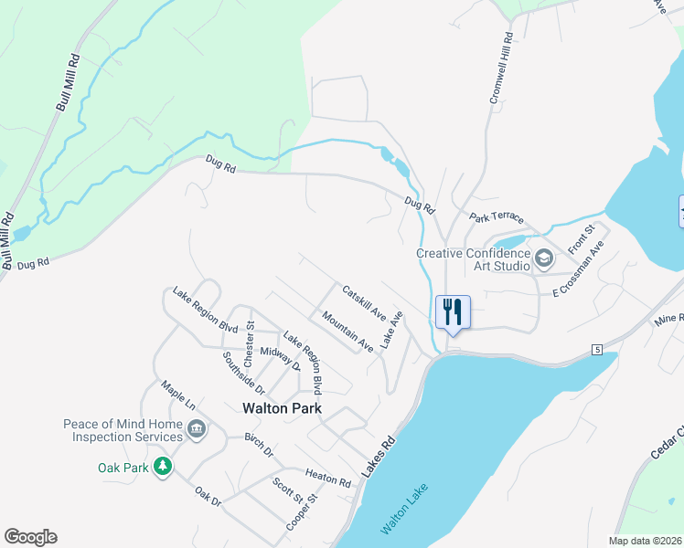 map of restaurants, bars, coffee shops, grocery stores, and more near 34 Catskill Avenue in Monroe