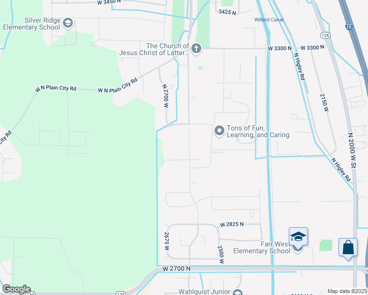 map of restaurants, bars, coffee shops, grocery stores, and more near 3035 North 2575 West in Farr West
