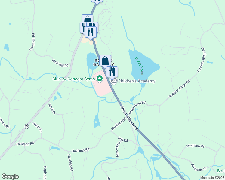 map of restaurants, bars, coffee shops, grocery stores, and more near 898 Ethan Allen Highway in Ridgefield