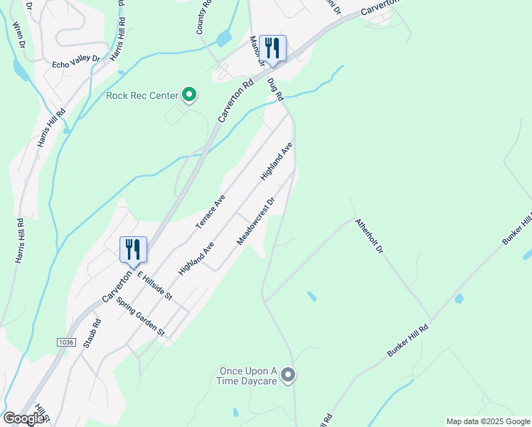 map of restaurants, bars, coffee shops, grocery stores, and more near 289 Meadowcrest Drive in Shavertown
