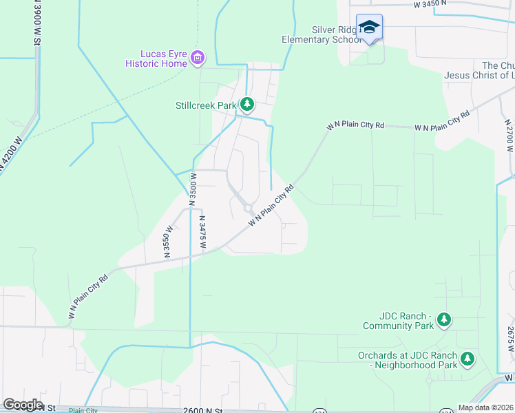 map of restaurants, bars, coffee shops, grocery stores, and more near 2994 North Morning Mist Court in Ogden