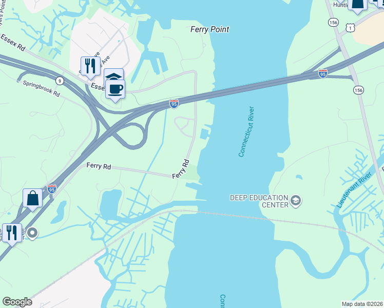 map of restaurants, bars, coffee shops, grocery stores, and more near 142 Ferry Road in Old Saybrook