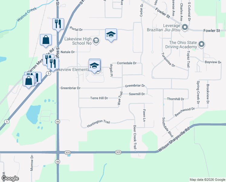 map of restaurants, bars, coffee shops, grocery stores, and more near 247 Terre Hill Drive in Cortland