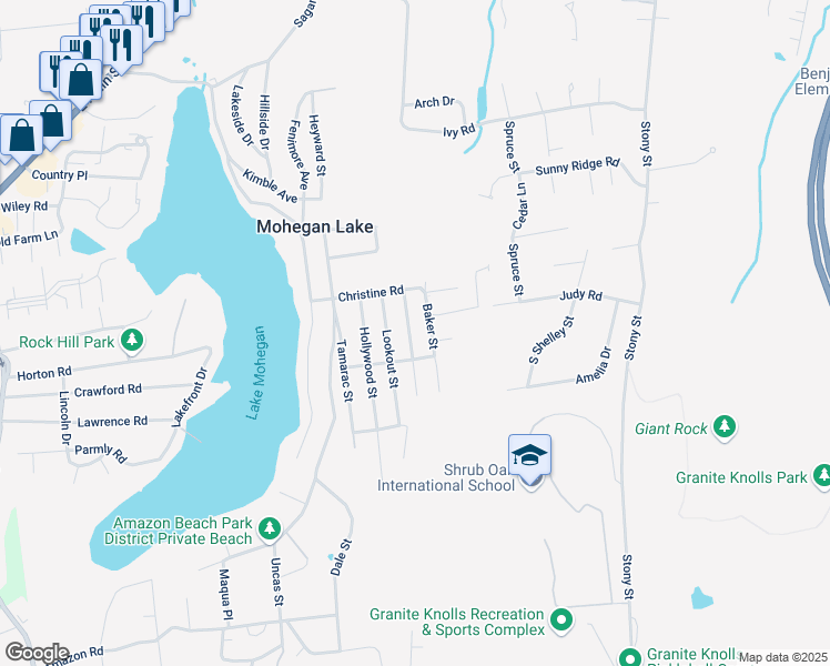 map of restaurants, bars, coffee shops, grocery stores, and more near 3288 Chelsey Street in Mohegan Lake