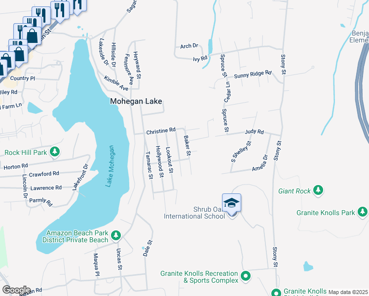 map of restaurants, bars, coffee shops, grocery stores, and more near 3288 Chelsey Street in Mohegan Lake