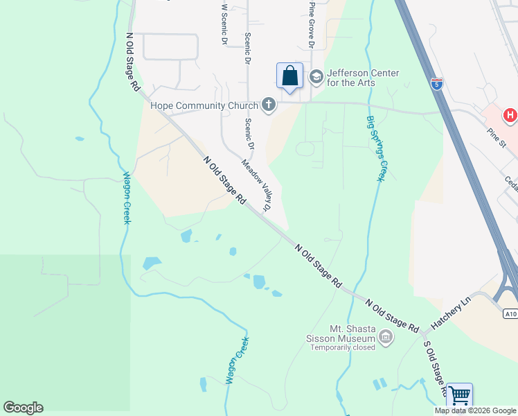 map of restaurants, bars, coffee shops, grocery stores, and more near 681-729 North Old Stage Road in Mount Shasta