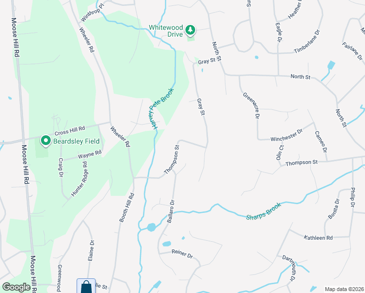 map of restaurants, bars, coffee shops, grocery stores, and more near 250 Thompson Street in Shelton