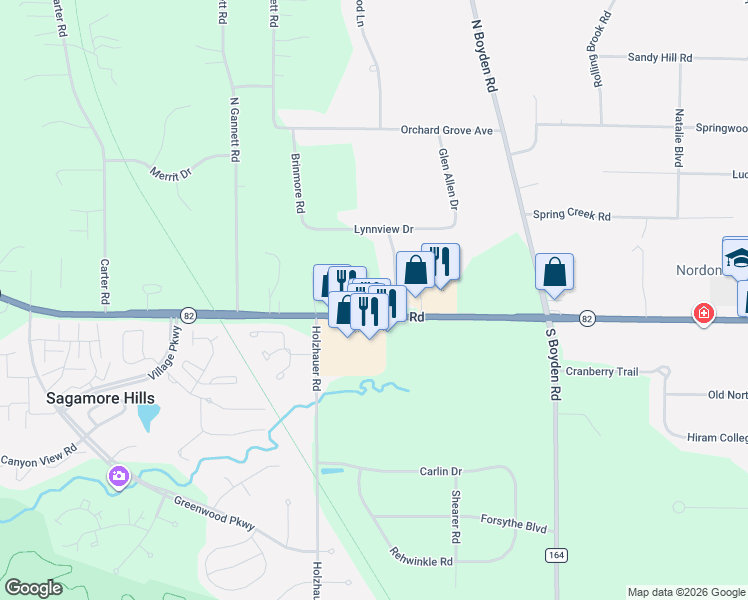 map of restaurants, bars, coffee shops, grocery stores, and more near 519 West Aurora Road in Northfield