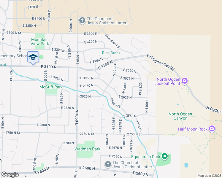 map of restaurants, bars, coffee shops, grocery stores, and more near 1255 East 2925 in North Ogden