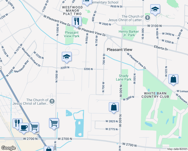 map of restaurants, bars, coffee shops, grocery stores, and more near 3138 North 750 West in Pleasant View