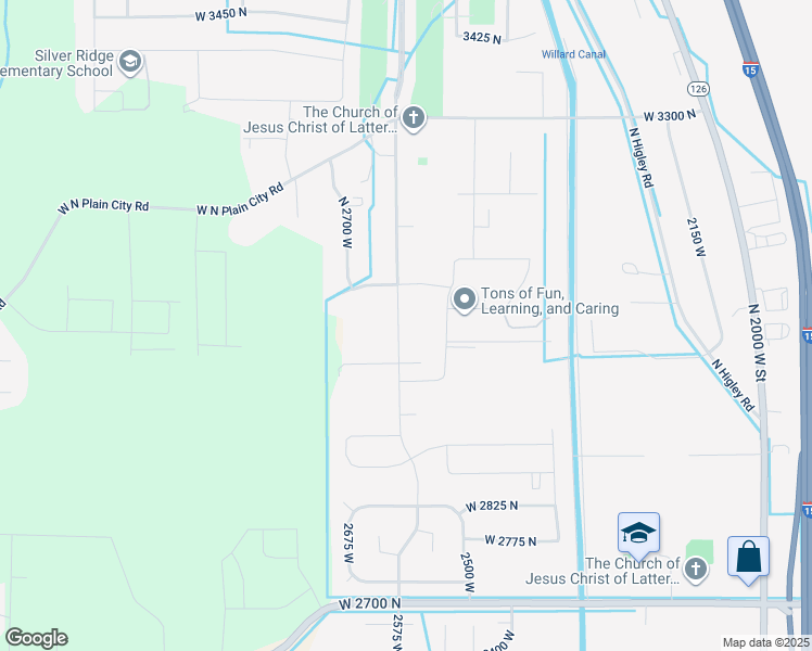 map of restaurants, bars, coffee shops, grocery stores, and more near 3046 North 2575 West in Farr West
