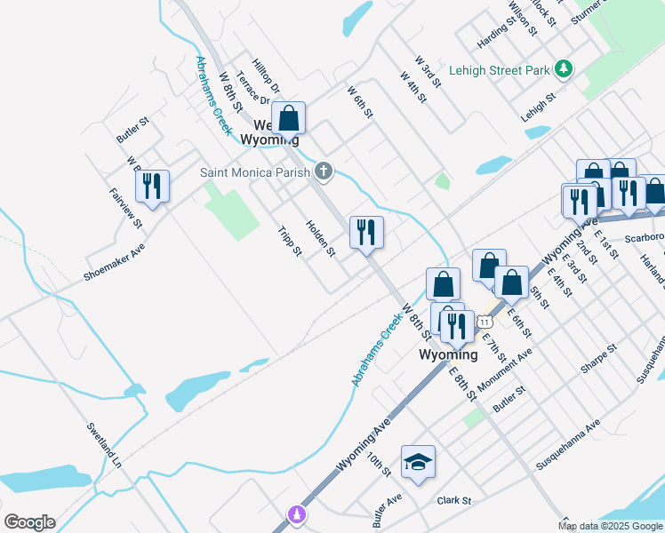 map of restaurants, bars, coffee shops, grocery stores, and more near 288 Holden Street in Wyoming