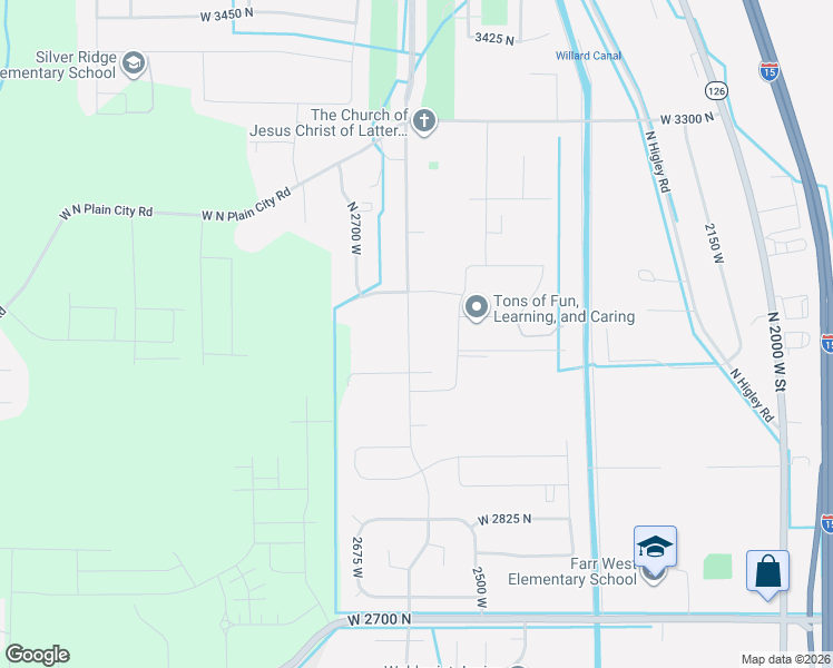 map of restaurants, bars, coffee shops, grocery stores, and more near 3046 2575 West in Farr West