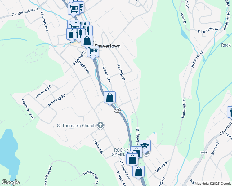 map of restaurants, bars, coffee shops, grocery stores, and more near 29 Shaver Avenue in Shavertown