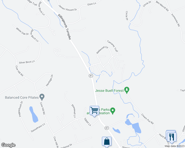 map of restaurants, bars, coffee shops, grocery stores, and more near 229 Killingworth Turnpike in Clinton