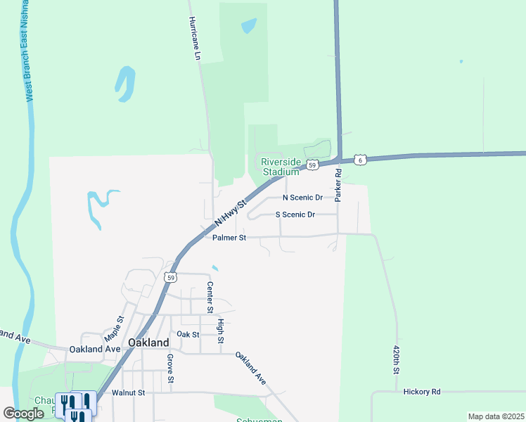 map of restaurants, bars, coffee shops, grocery stores, and more near 820 Scenic Circle in Oakland