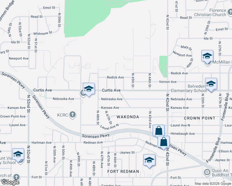 map of restaurants, bars, coffee shops, grocery stores, and more near 6308 North 46th Avenue in Omaha
