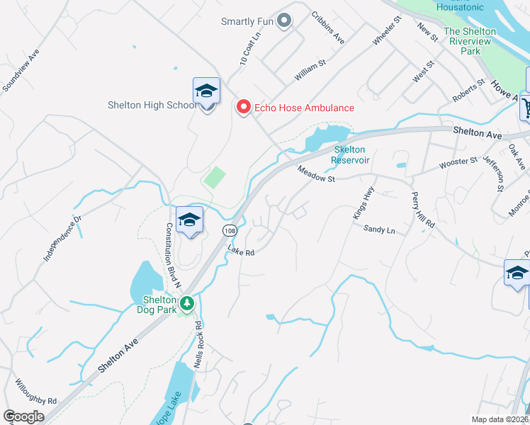 map of restaurants, bars, coffee shops, grocery stores, and more near Cromwell Hills Drive in Shelton