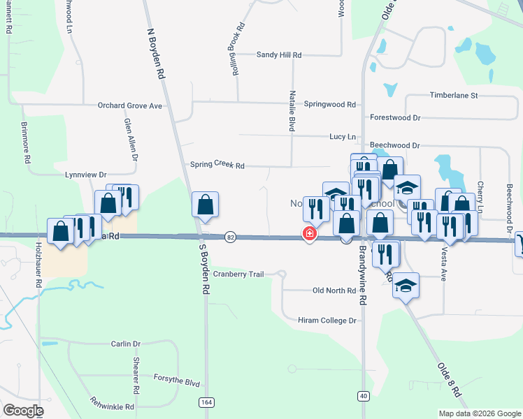 map of restaurants, bars, coffee shops, grocery stores, and more near 7915 French Drive in Northfield