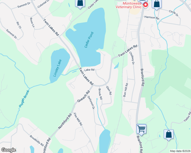 map of restaurants, bars, coffee shops, grocery stores, and more near 24 Meadow Road in North Branford