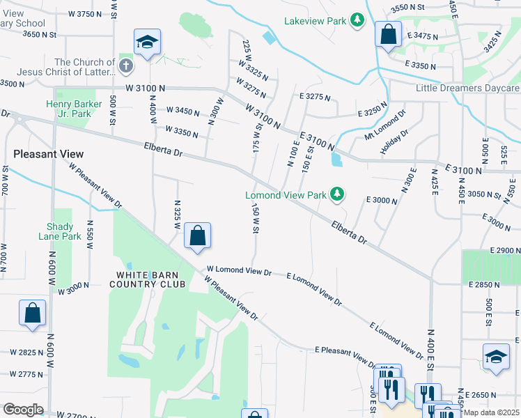 map of restaurants, bars, coffee shops, grocery stores, and more near 2970 150 West Street in Ogden