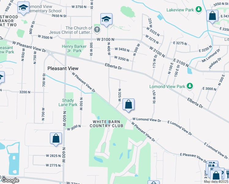 map of restaurants, bars, coffee shops, grocery stores, and more near in Pleasant View