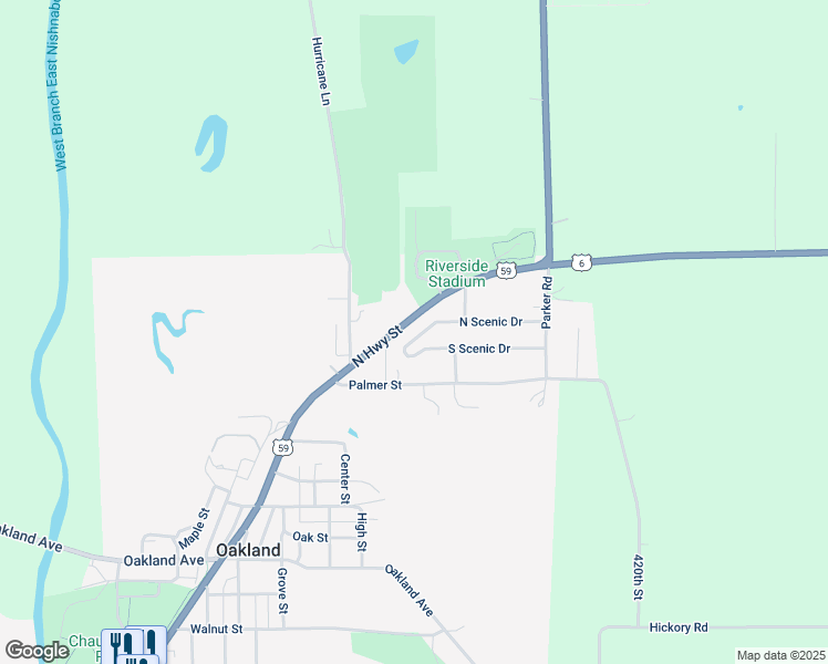 map of restaurants, bars, coffee shops, grocery stores, and more near 820 Scenic Circle in Oakland
