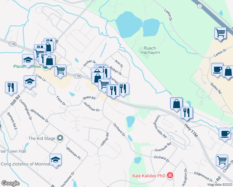 map of restaurants, bars, coffee shops, grocery stores, and more near 370 New York 17M in Monroe