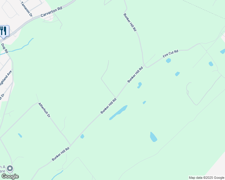 map of restaurants, bars, coffee shops, grocery stores, and more near Bunker Hill Road in Wyoming