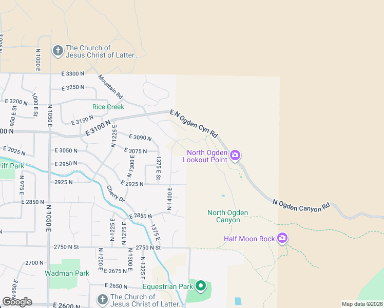 map of restaurants, bars, coffee shops, grocery stores, and more near 3032 North Mountain Road in North Ogden