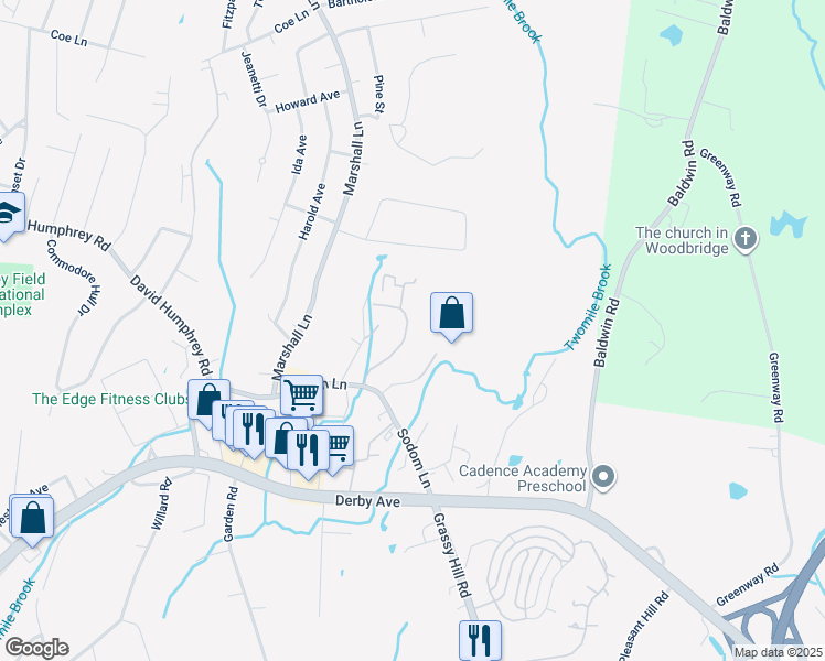 map of restaurants, bars, coffee shops, grocery stores, and more near 238 Shagbark Drive in Derby