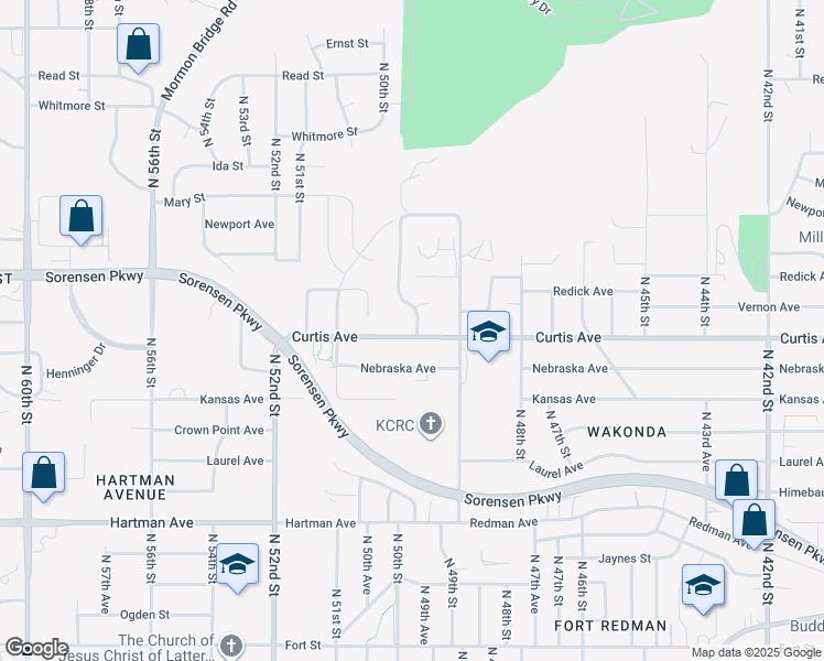 map of restaurants, bars, coffee shops, grocery stores, and more near 6300 North 49th Avenue in Omaha