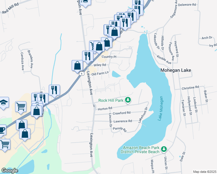 map of restaurants, bars, coffee shops, grocery stores, and more near 72 New Chalet Drive in Mohegan Lake