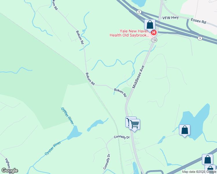 map of restaurants, bars, coffee shops, grocery stores, and more near 105 Bokum Rd in Old Saybrook