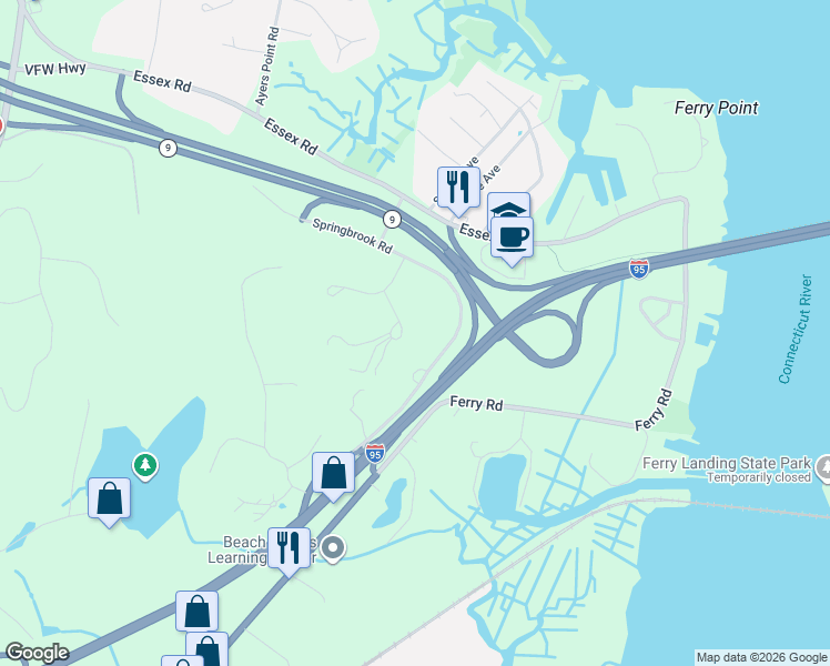map of restaurants, bars, coffee shops, grocery stores, and more near 3 Drummers Trail in Old Saybrook