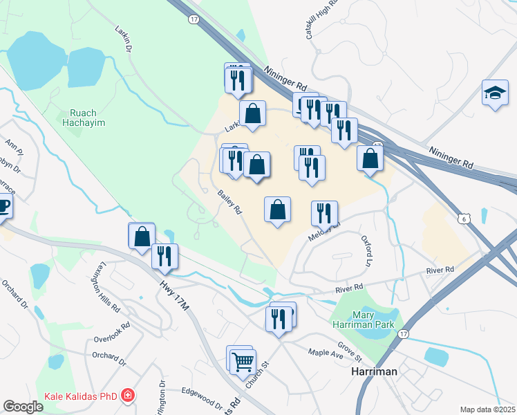 map of restaurants, bars, coffee shops, grocery stores, and more near 128 Bailey Farm Road in Monroe
