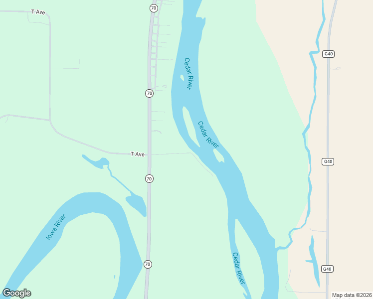 map of restaurants, bars, coffee shops, grocery stores, and more near 17648 Iowa 70 in Conesville
