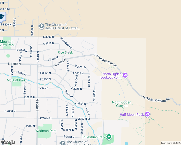 map of restaurants, bars, coffee shops, grocery stores, and more near 3082 1375 East Street in Ogden