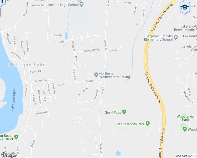 map of restaurants, bars, coffee shops, grocery stores, and more near 1270 Judy Road in Mohegan Lake