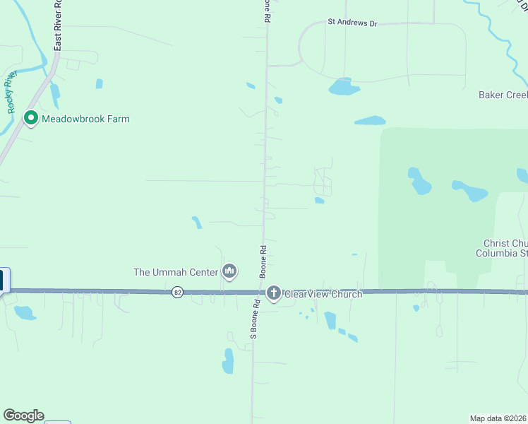 map of restaurants, bars, coffee shops, grocery stores, and more near 12501 North Boone Road in Columbia Station