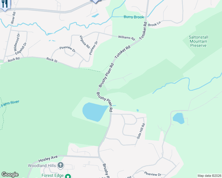map of restaurants, bars, coffee shops, grocery stores, and more near 405 Brushy Plain Road in Branford