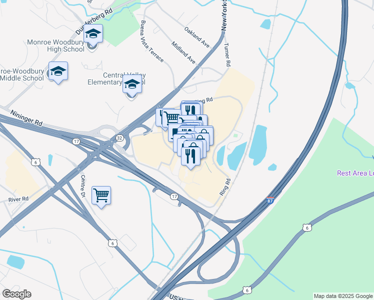 map of restaurants, bars, coffee shops, grocery stores, and more near 404 Evergreen Court in Woodbury