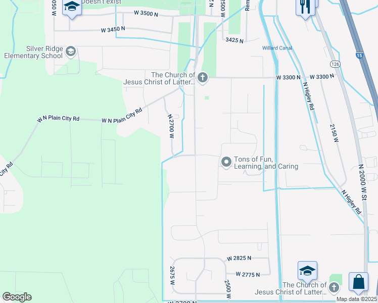 map of restaurants, bars, coffee shops, grocery stores, and more near 2584 West 3100 North in Ogden